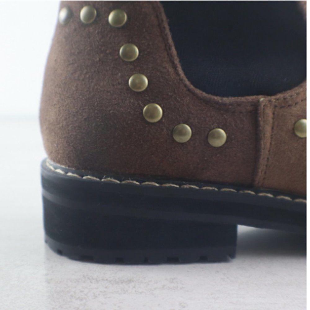 Seven7 Romanoff Size 9 Metallic Stud Suede Waterproof Combat Brown NEW Boots - Picture 4 of 11